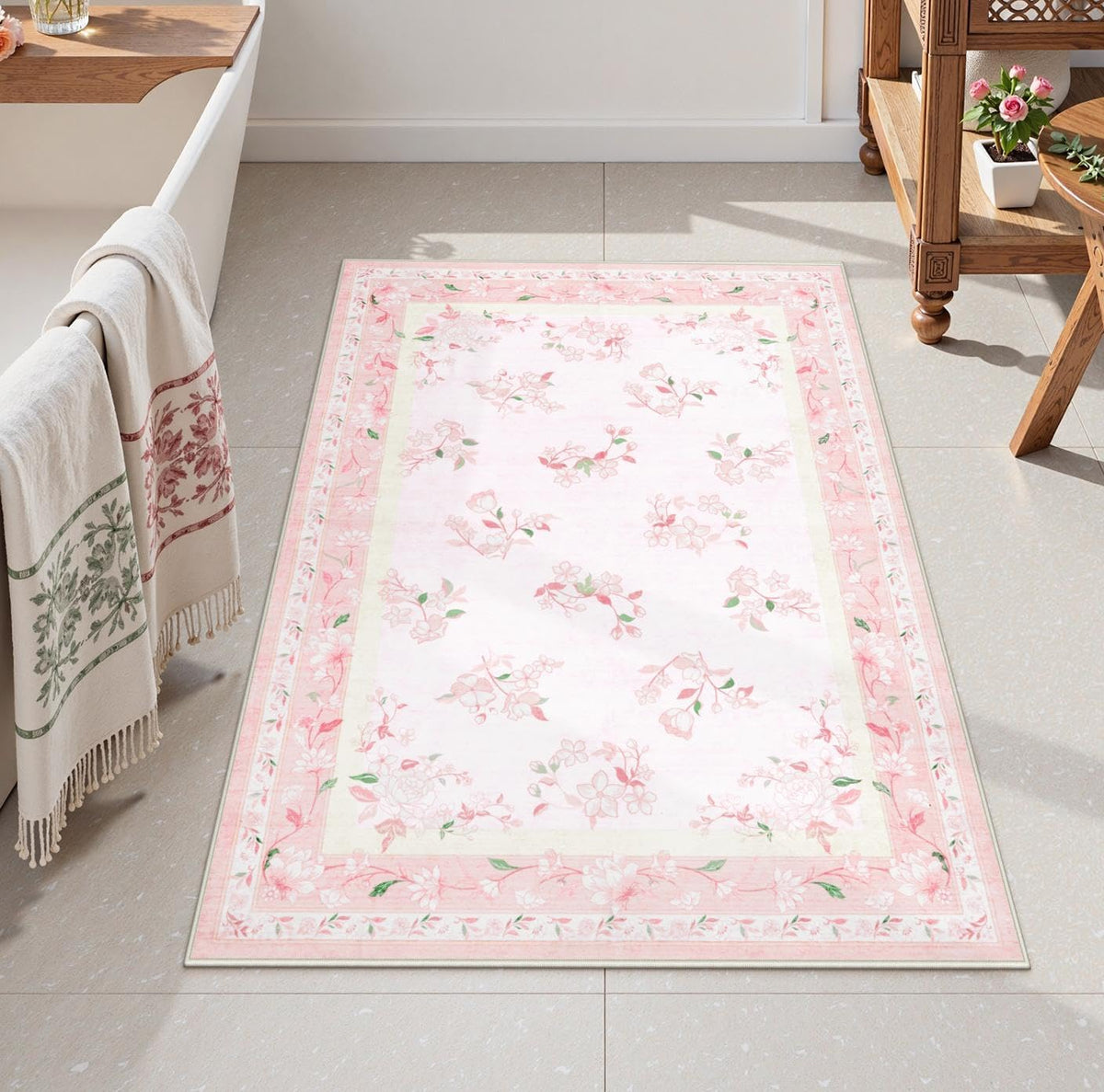 2x3 Small Pink Washable Rug, Non Slip Soft Rug for Entryway