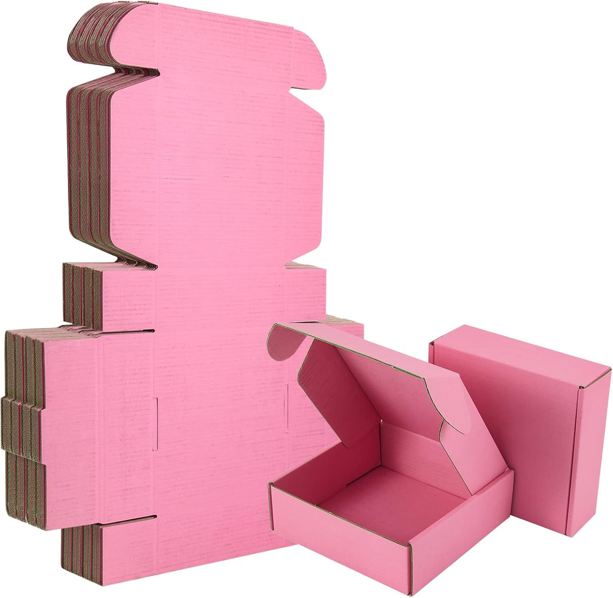25 Pack Small Shipping Boxes Pink Corrugated Cardboard Box 4x4x2 inches，Corrugated Box for Packaging Small Business,Mailing Packing Literature Mailer,Shipping Gift Boxes
