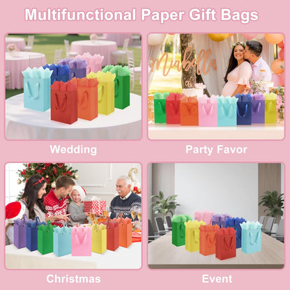 4 Pack Pink Gift Bags with Handles and 8 Tissue Papers