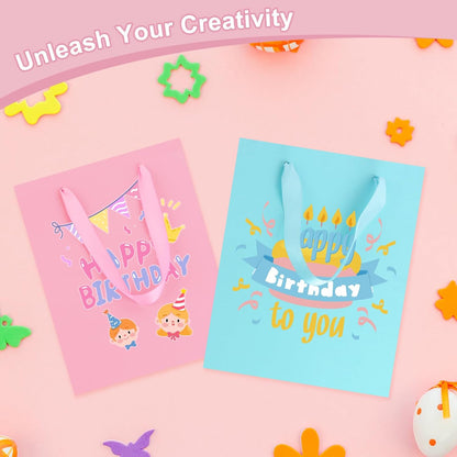 4 Pack Pink Gift Bags with Handles and 8 Tissue Papers
