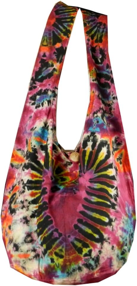 BTP! Tie Dye Sling Crossbody Shoulder Bag Purse Hippie Hobo Cotton Bohemian Colorful Firework