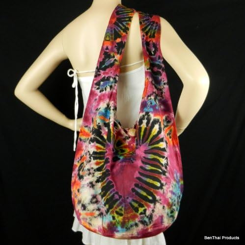 BTP! Tie Dye Sling Crossbody Shoulder Bag Purse Hippie Hobo Cotton Bohemian Colorful Firework