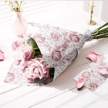 Pink Floral Wrapping Paper Mini Roll, Chinoiserie Peony Design