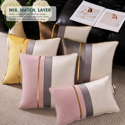 Throw Pillow Cover 18 x 18 Inch, Pink White, Rayon Blend