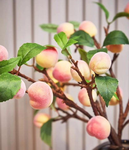 2 Pcs Artificial Peach Branches Faux Fruit Peach with Leaves