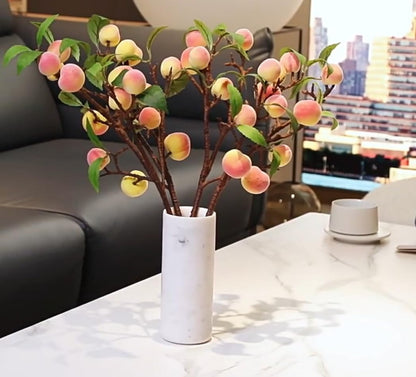 2 Pcs Artificial Peach Branches Faux Fruit Peach with Leaves