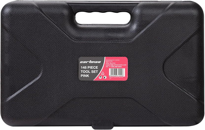 148-Piece Automotive And Household Tool Set, Pink Repair Kit Case