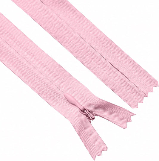 Sawoake Invisible Zippers 18 Inch #3, Pink Nylon Coil Zippers 2-Pack for Sewing, Skirts, Pockets, Pillows (Pink, 18", 2PCS)
