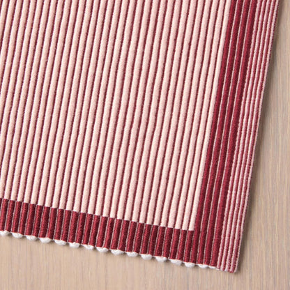 Garden Party Reversible 100% Cotton Placemats 4-Pack Set, Woven Ribbed Design, Pink/Rose Pink, 14"x19"