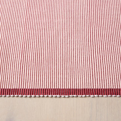 Garden Party Reversible 100% Cotton Placemats 4-Pack Set, Woven Ribbed Design, Pink/Rose Pink, 14"x19"