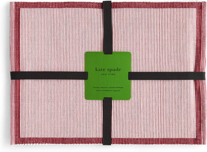 Garden Party Reversible 100% Cotton Placemats 4-Pack Set, Woven Ribbed Design, Pink/Rose Pink, 14"x19"