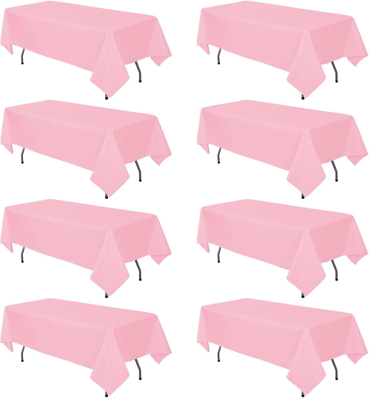 8 Pack Pink Tablecloth 60 x 102 Inch Rectangle For 6 Foot Tables