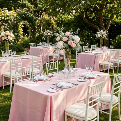 8 Pack Pink Tablecloth 60 x 102 Inch Rectangle For 6 Foot Tables