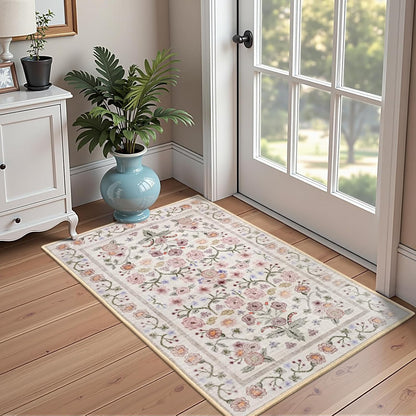 2x3 Pink Floral Small Door Mat Indoor Entrance Modern