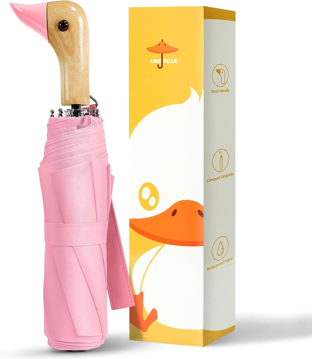 Cute Duck Umbrella Travel Size Compact Umbrella Rain Sun for Girls Gift