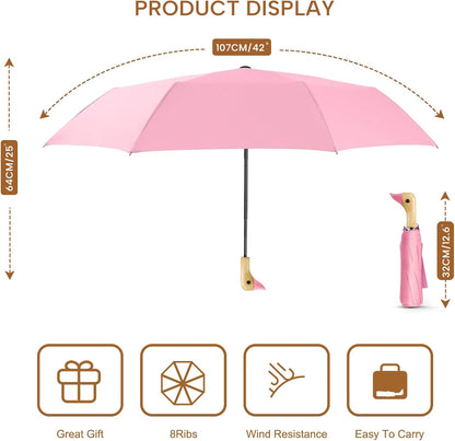 Cute Duck Umbrella Travel Size Compact Umbrella Rain Sun for Girls Gift
