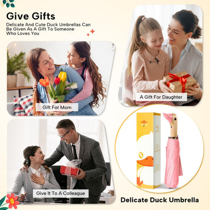 Cute Duck Umbrella Travel Size Compact Umbrella Rain Sun for Girls Gift