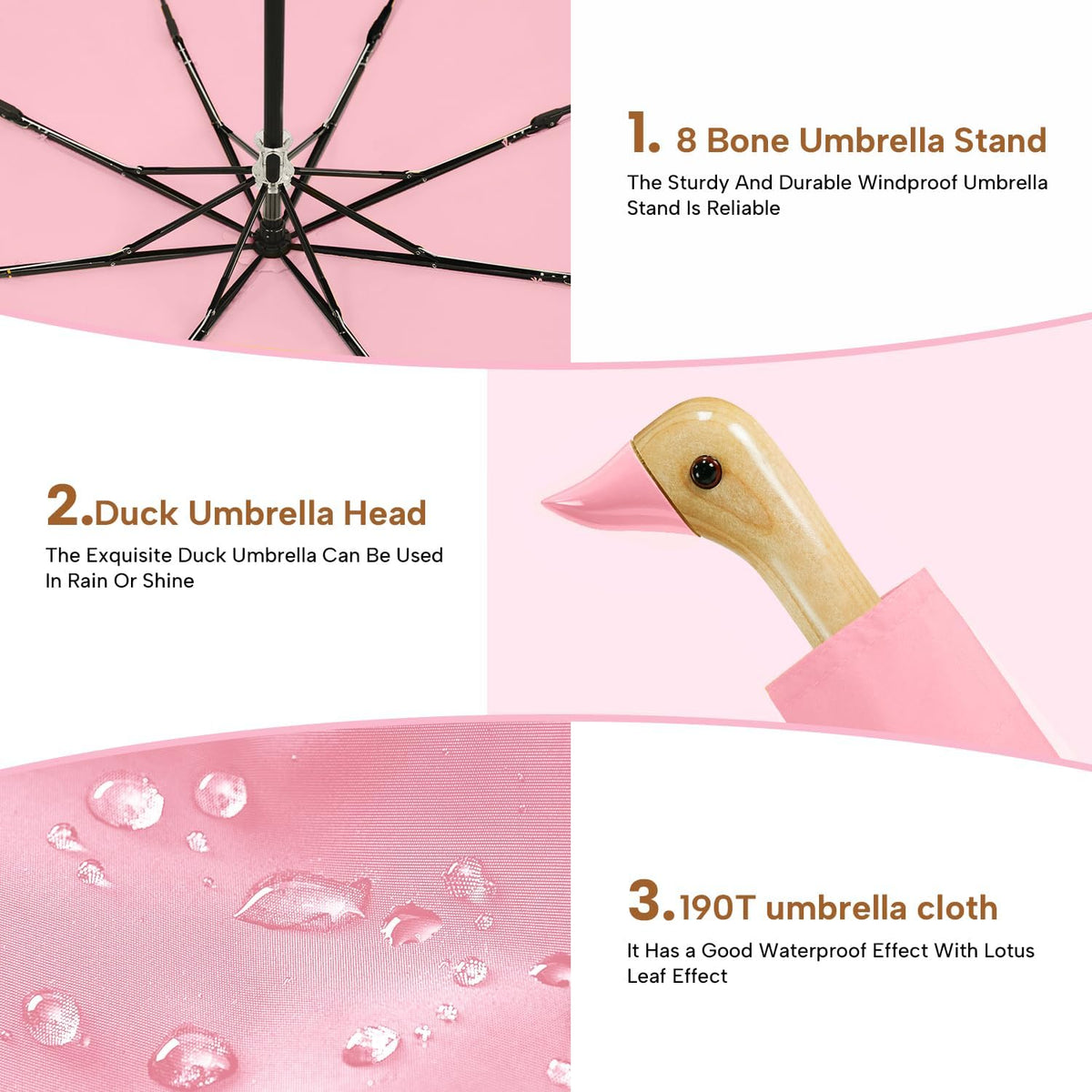Cute Duck Umbrella Travel Size Compact Umbrella Rain Sun for Girls Gift