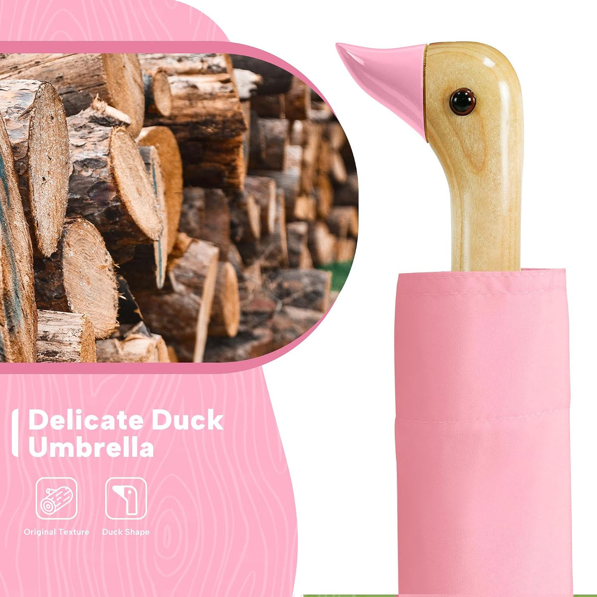 Cute Duck Umbrella Travel Size Compact Umbrella Rain Sun for Girls Gift
