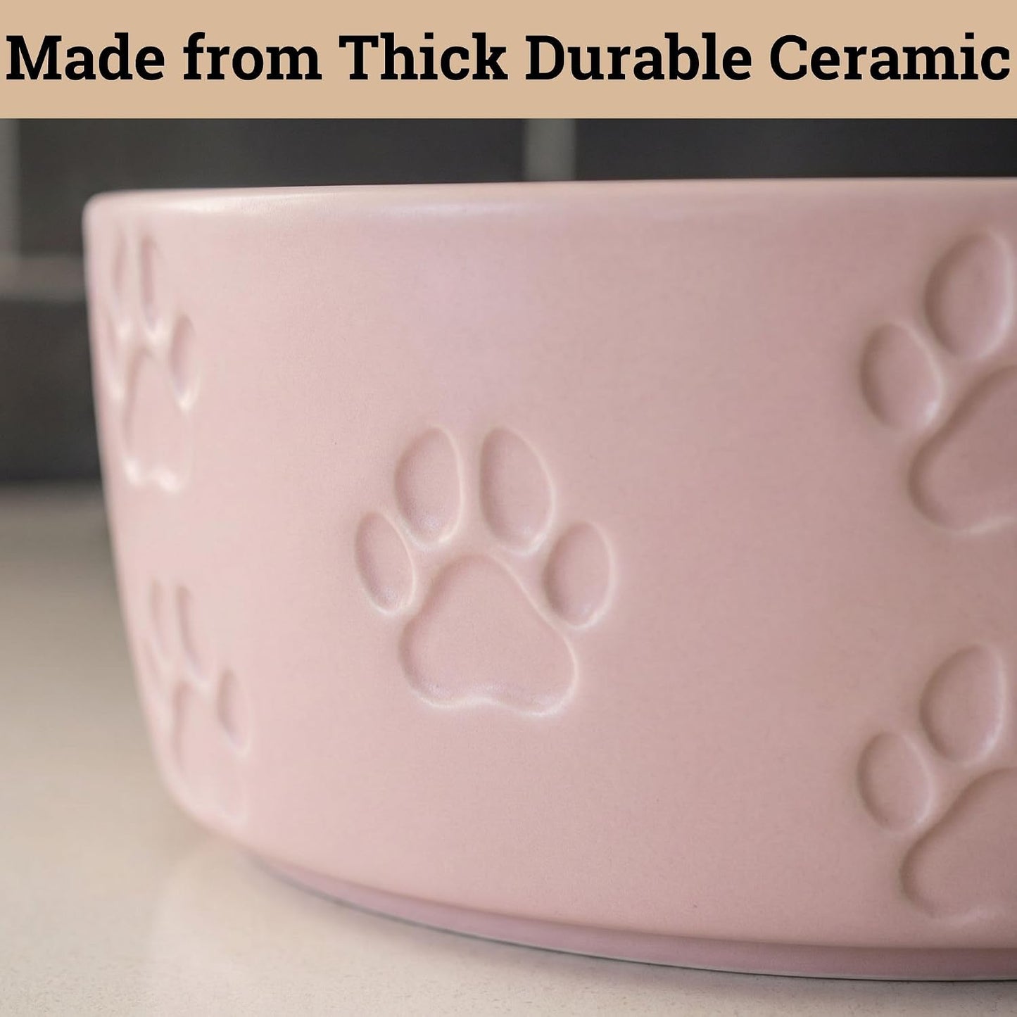 Ceramic Dog Bowl Set of 2 with Anti-Skid Base, 5.5"W x 2"H, 2 Cup Capacity | Thick Ceramic, Dishwasher Safe, Anti-Skid Rubber Base, 2 Cups per Bowl, Ceramic Food and Water Bowls Set of 2 for Small Dogs