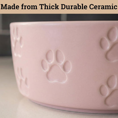 Ceramic Dog Bowl Set of 2 with Anti-Skid Base, 5.5"W x 2"H, 2 Cup Capacity | Thick Ceramic, Dishwasher Safe, Anti-Skid Rubber Base, 2 Cups per Bowl, Ceramic Food and Water Bowls Set of 2 for Small Dogs