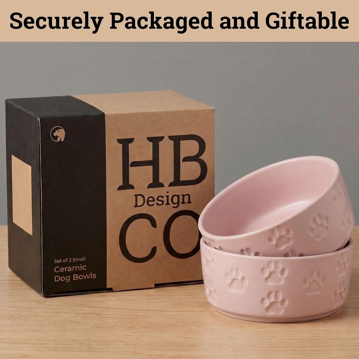 Ceramic Dog Bowl Set of 2 with Anti-Skid Base, 5.5"W x 2"H, 2 Cup Capacity | Thick Ceramic, Dishwasher Safe, Anti-Skid Rubber Base, 2 Cups per Bowl, Ceramic Food and Water Bowls Set of 2 for Small Dogs