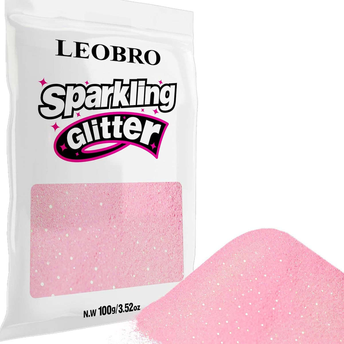 Pink Glitter, 100g / 3.5 oz Iridescent Fine Glitter for Crafts, Resin, DIY Jewelry Keychains Flowers Party Decorations, Iridescent Light Pink