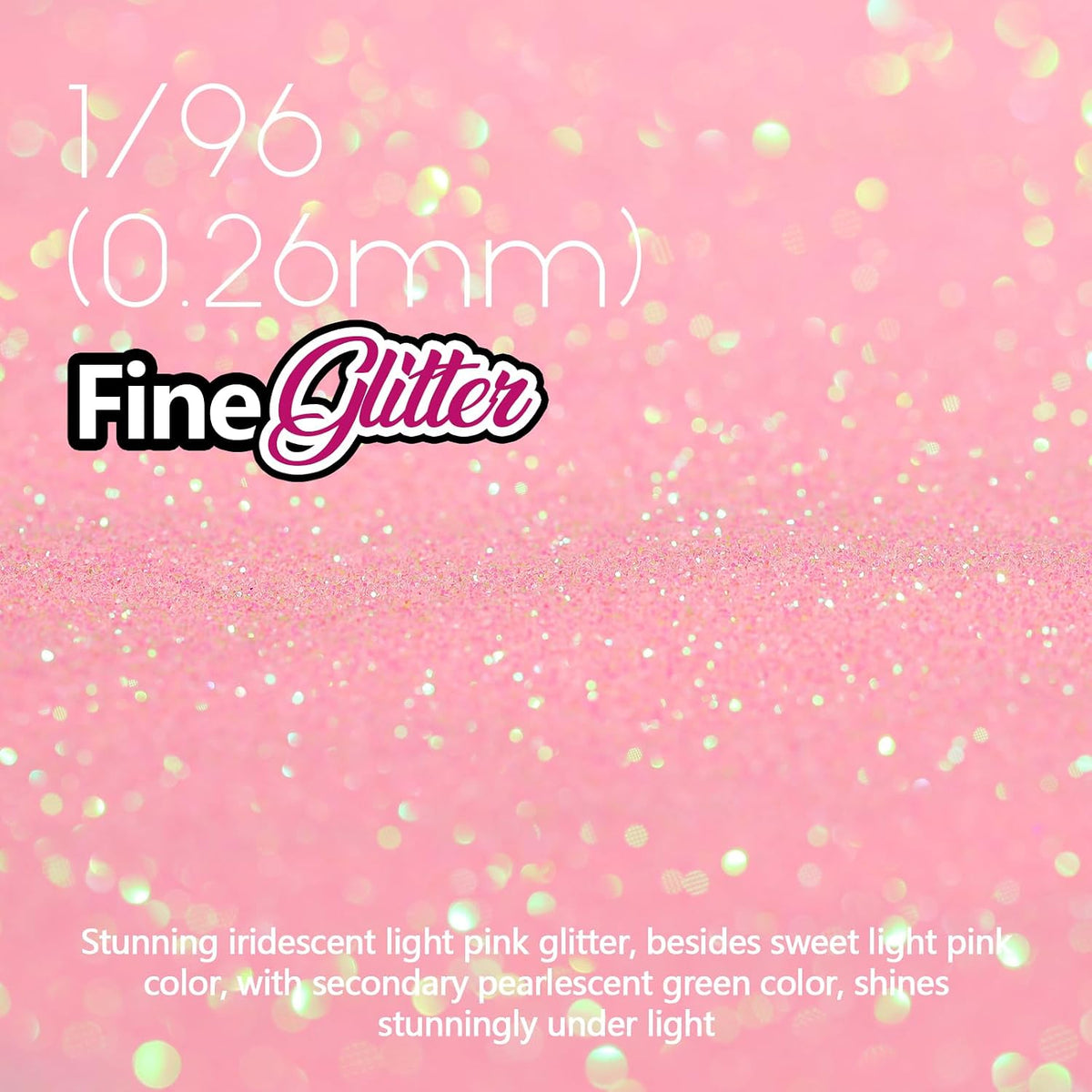 Pink Glitter, 100g / 3.5 oz Iridescent Fine Glitter for Crafts, Resin, DIY Jewelry Keychains Flowers Party Decorations, Iridescent Light Pink