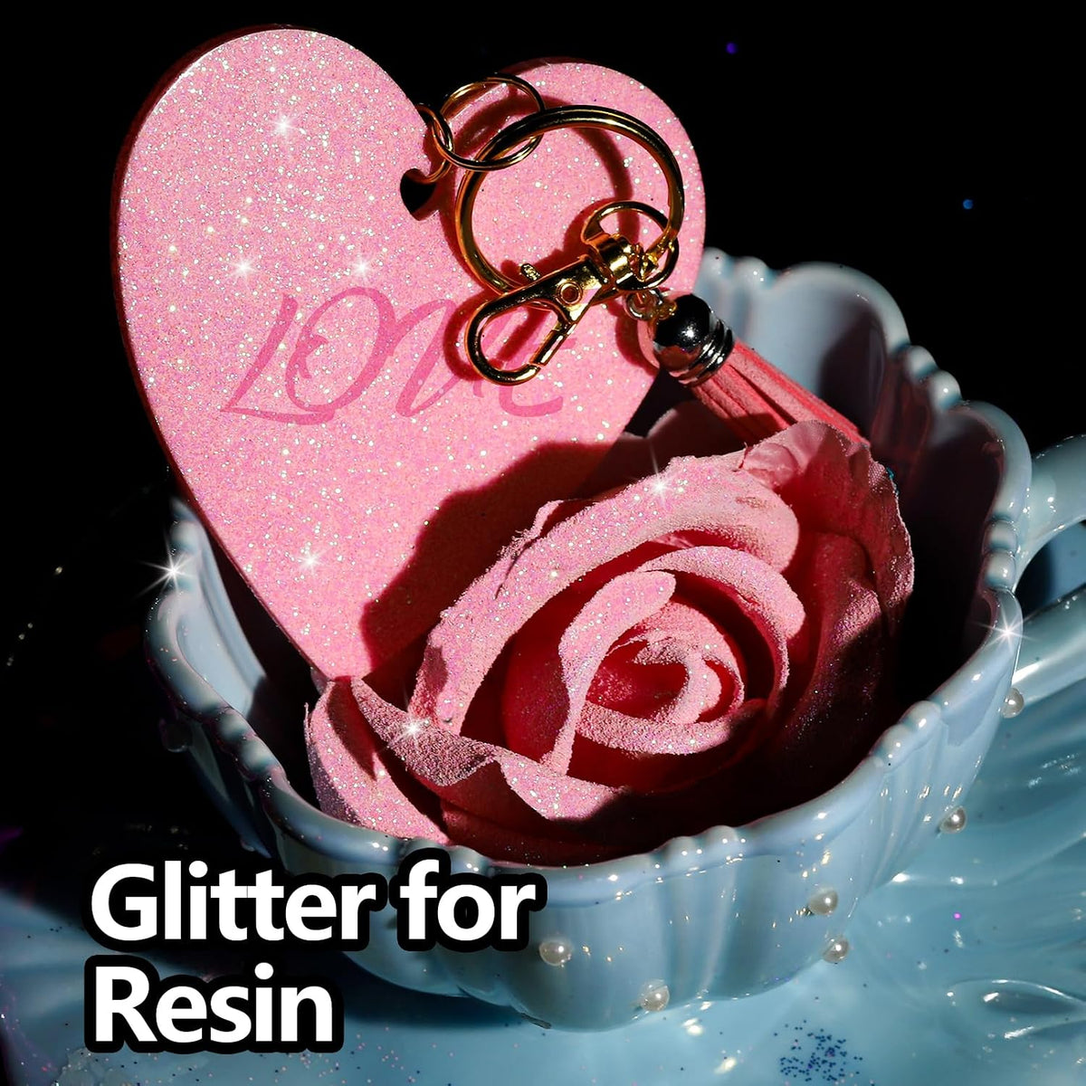 Pink Glitter, 100g / 3.5 oz Iridescent Fine Glitter for Crafts, Resin, DIY Jewelry Keychains Flowers Party Decorations, Iridescent Light Pink