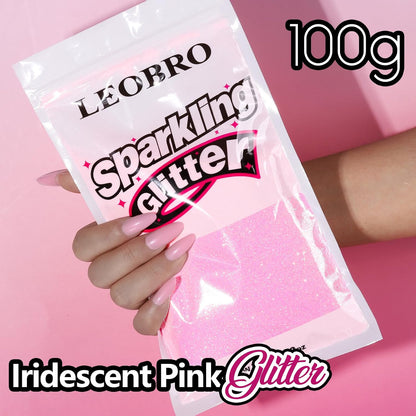 Pink Glitter, 100g / 3.5 oz Iridescent Fine Glitter for Crafts, Resin, DIY Jewelry Keychains Flowers Party Decorations, Iridescent Light Pink