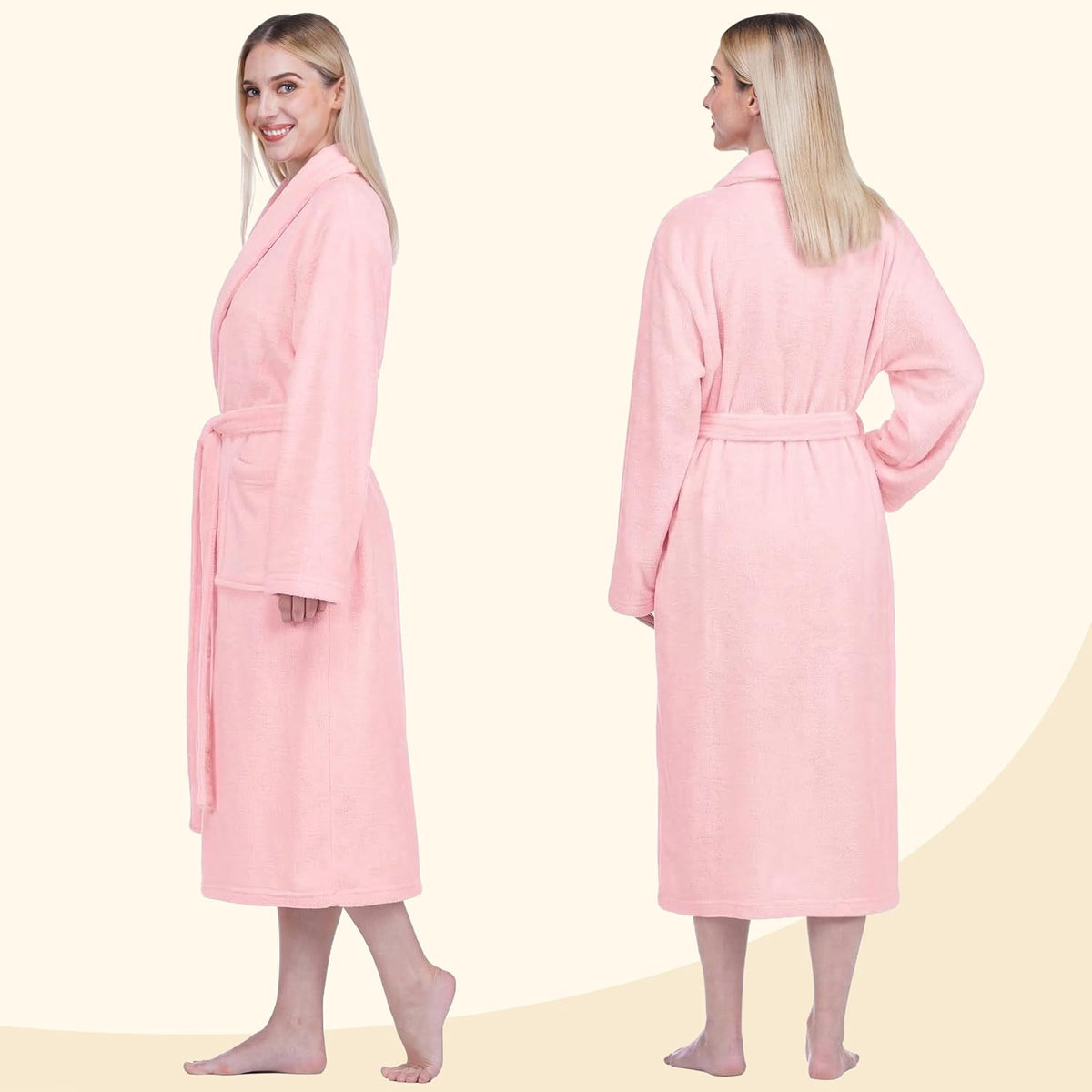 Womens Robe Fleece Plush Soft, Fluffy Fuzzy Cozy Warm Bathrobe