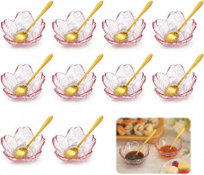 Soy Sauce Dishes, Purple Pink Glass, Cherry Blossom, 1.5 oz, Set of 10