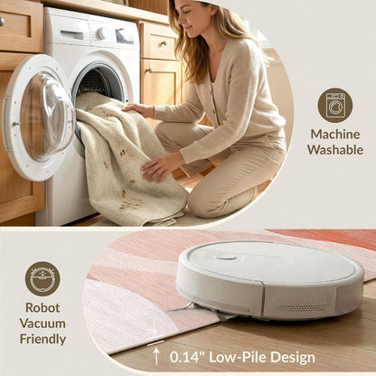 4'x6' Cream Pastel Blush Flowing Wave Design Washable Area Rug
