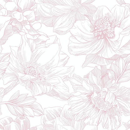Large Floral Peel and Stick Wallpaper Boho White/Pink Contact Paper 17.3inx6.5ft Removable Self Adhesive Bedroom Cabinet Mural Wall Decor Vinyl Roll