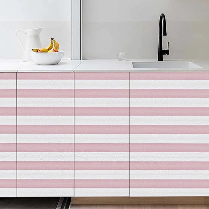 Pink Stripe Peel and Stick Wallpaper 15.7" x 118" Pink and White Self-Adhesive Wallpaper Removable Waterproof Contact Paper for Cabinets,Bedroom,Nursery,Accent Wall