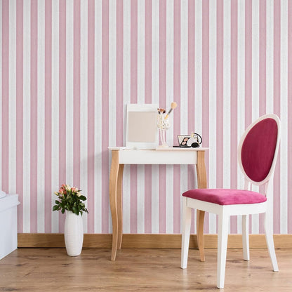 Pink Stripe Peel and Stick Wallpaper 15.7" x 118" Pink and White Self-Adhesive Wallpaper Removable Waterproof Contact Paper for Cabinets,Bedroom,Nursery,Accent Wall