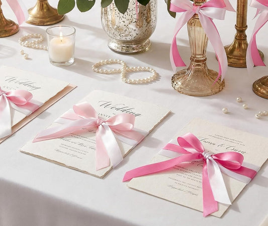 Pink Double Face Satin Ribbon 1 Inch x 45 Yards White Fabric Ribbon for Gift Wrapping, Flower Bouquets, Hair Bows Making, Wedding Decoration, Invitation Cards, Valentine's Day (3 Rolls *15Yd)