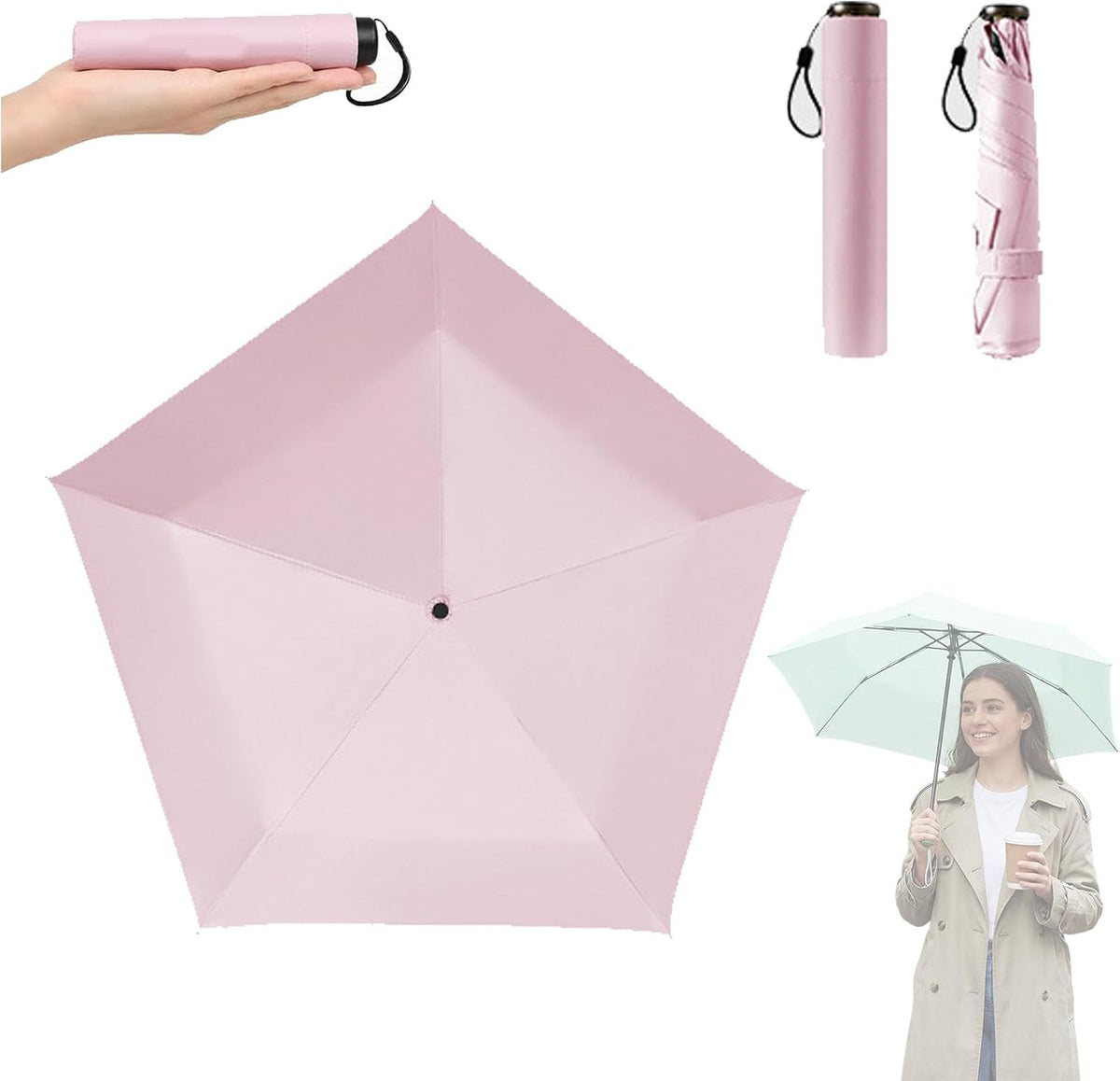 Japan Pencil Umbrella, Japanese Umbrella Ultra-Lightweight Compact All-Weather, Pencil Umbrellas for Rain from Japan Carbon Fiber, UV Protection, Compact Folding Pocket Parasol for Rain