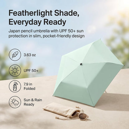 Japan Pencil Umbrella, Japanese Umbrella Ultra-Lightweight Compact All-Weather, Pencil Umbrellas for Rain from Japan Carbon Fiber, UV Protection, Compact Folding Pocket Parasol for Rain