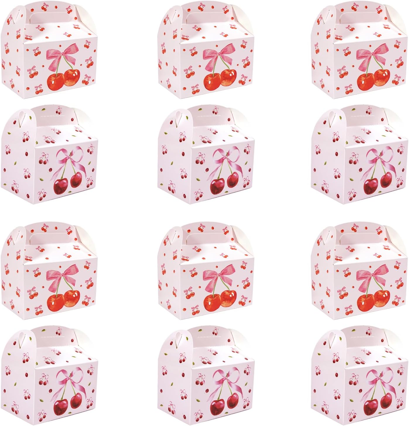12PCS Cherry Party Favor Boxes – Shes Cherry on the Top Coquette Gift Boxes with Bow for Bridal Shower, Baby Shower, Birthday, Wedding and Cherry Theme Party Decorations