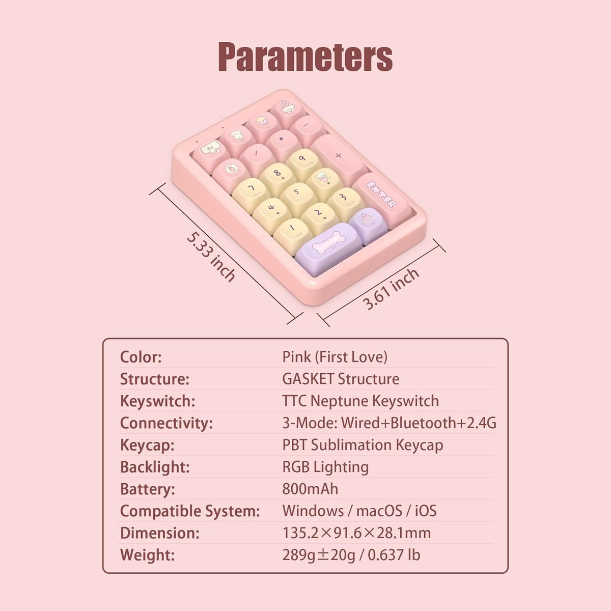 Wireless Number Pad Keyboard Mechanical Numpad Numeric Keypad for Laptop