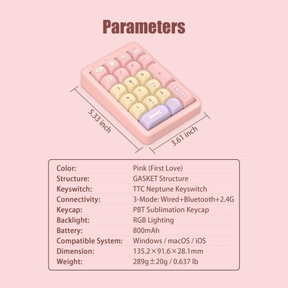 Wireless Number Pad Keyboard Mechanical Numpad Numeric Keypad for Laptop
