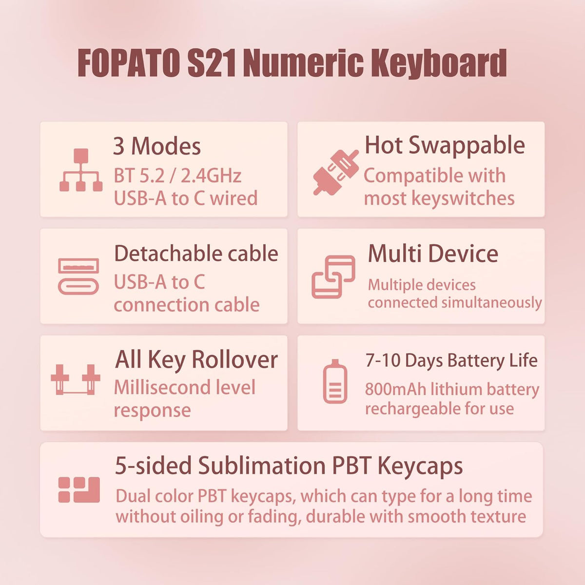 Wireless Number Pad Keyboard Mechanical Numpad Numeric Keypad for Laptop