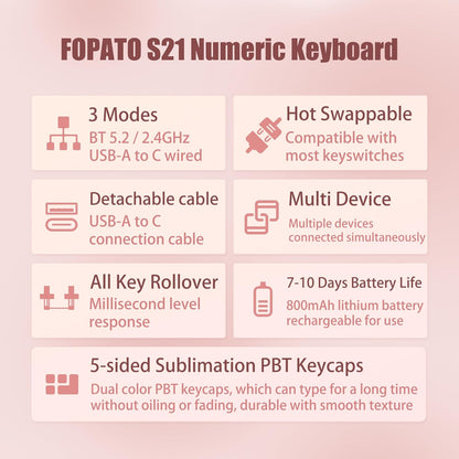 Wireless Number Pad Keyboard Mechanical Numpad Numeric Keypad for Laptop