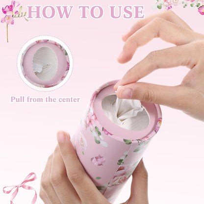 6 Pack Car Tissue Holder 300 Sheets Floral Tubes,Pink,White