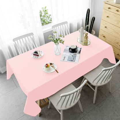 6 Pack Pink Polyester Tablecloths, 60 x 102 inch, Rectangular, Wrinkle Resistant, for 6FT Tables, Parties, Weddings, Banquets, Indoor/Outdoor Use