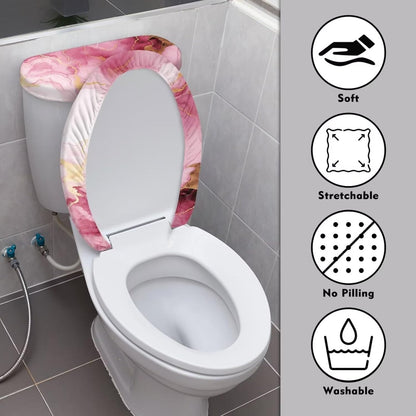 Pink Marble Print Toilet Lid Cover and Toilet Tank Cover 2Pcs Toilet Seat Cover and Tank Lid Covers Stretch Toilet Covers Set for Bathroom Fits Most Toilet Tanks & Lids