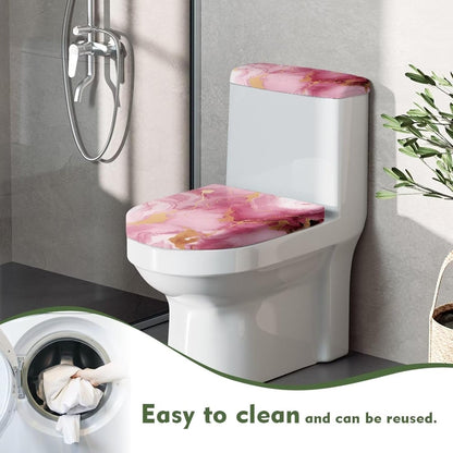 Pink Marble Print Toilet Lid Cover and Toilet Tank Cover 2Pcs Toilet Seat Cover and Tank Lid Covers Stretch Toilet Covers Set for Bathroom Fits Most Toilet Tanks & Lids