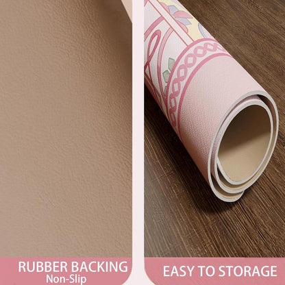 Coffee Mat, Boho Style Dish Drying Mat, Fast Water Absorption, Hide Stains, Easy to Clean, Fit Coffee Bar Accessories, Bar Mats for Countertop (16"x21", Pink Checkered)