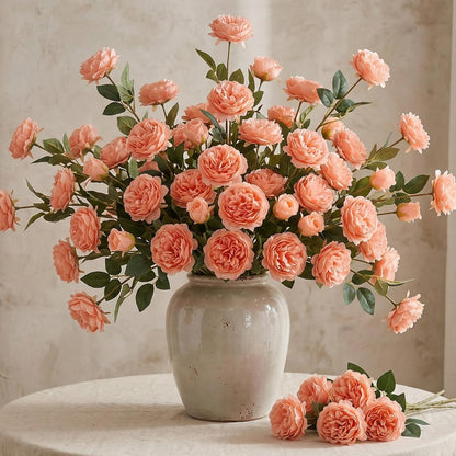 Thiccywoov 36 Bundles 36 Bundles Artificial Flowers Peonies Roses 108 Heads Fake Silk Peony Bouquet Floral Arrangements for Wedding Bridal Shower Table Centerpieces Vase Decoration (Peach)